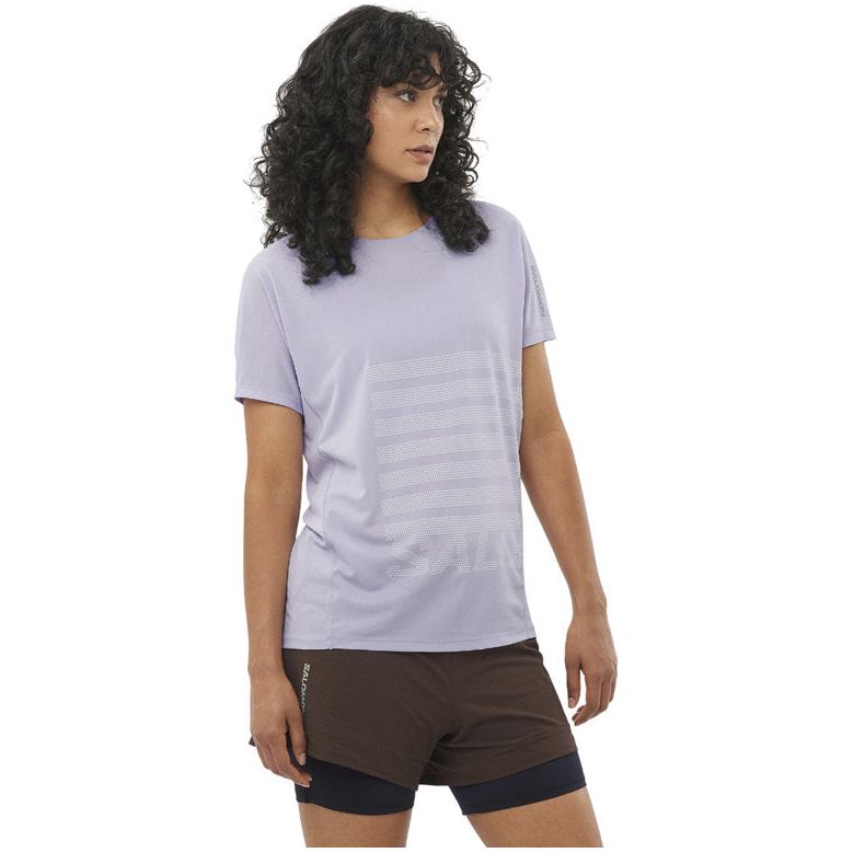 Salomon Sense Aero SS Tee Gfx W Cosmic Sky - Maglia Running Donna