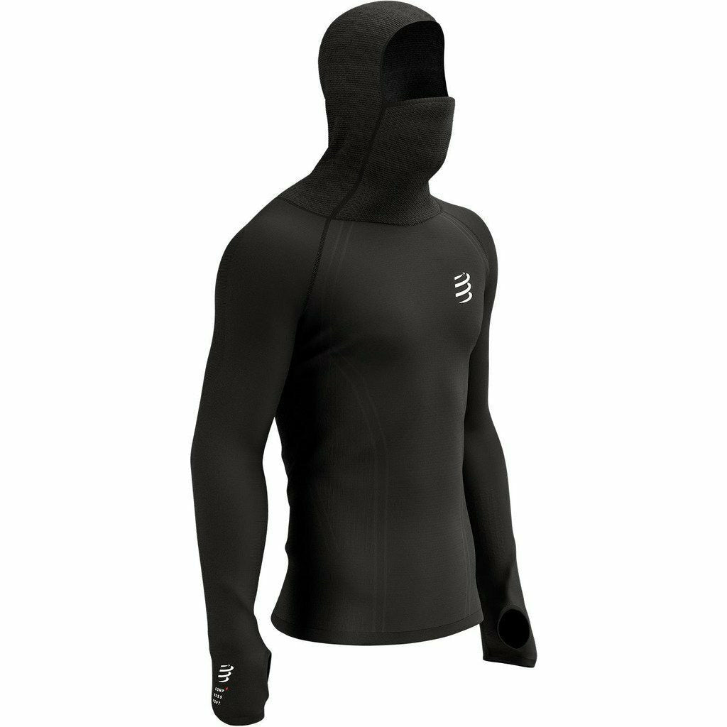 Compressport 3D Thermo Ultralight Racing Hoodie Black - Felpa Traspirante - Mud and Snow