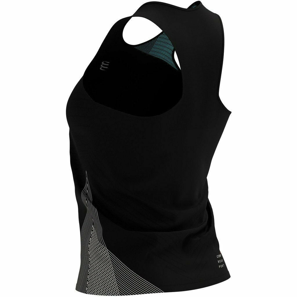 Compressport Performance Singlet Black - Canotta Running Donna - Mud and Snow