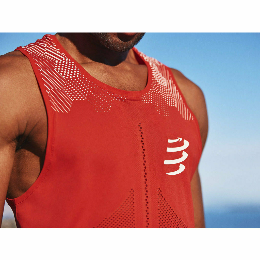 Compressport Pro Racing Singlet Red / White - Canotta Running - Mud and Snow