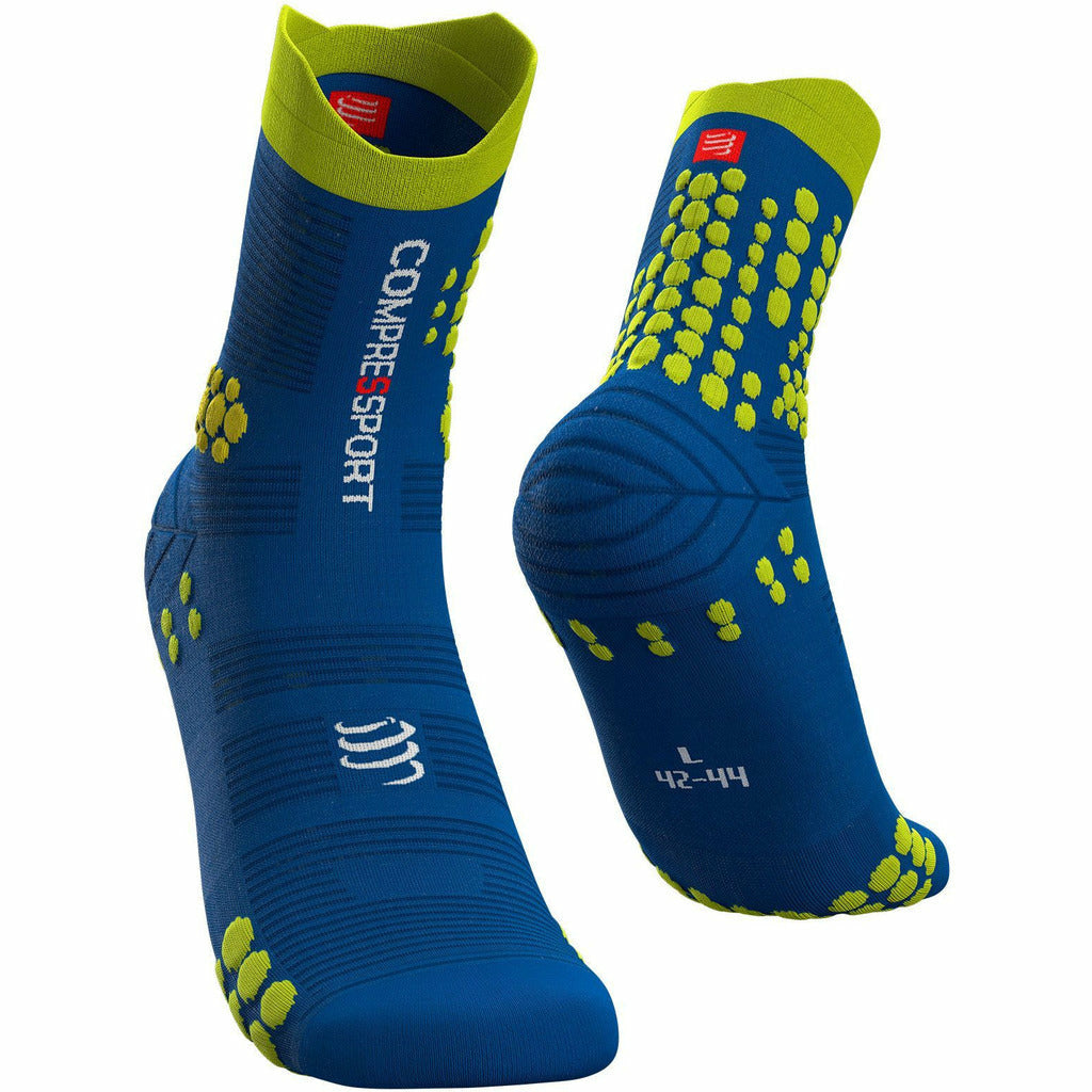 Compressport Pro Racing Socks V3 Trail Blue/Lime - Calze Running - Mud and Snow