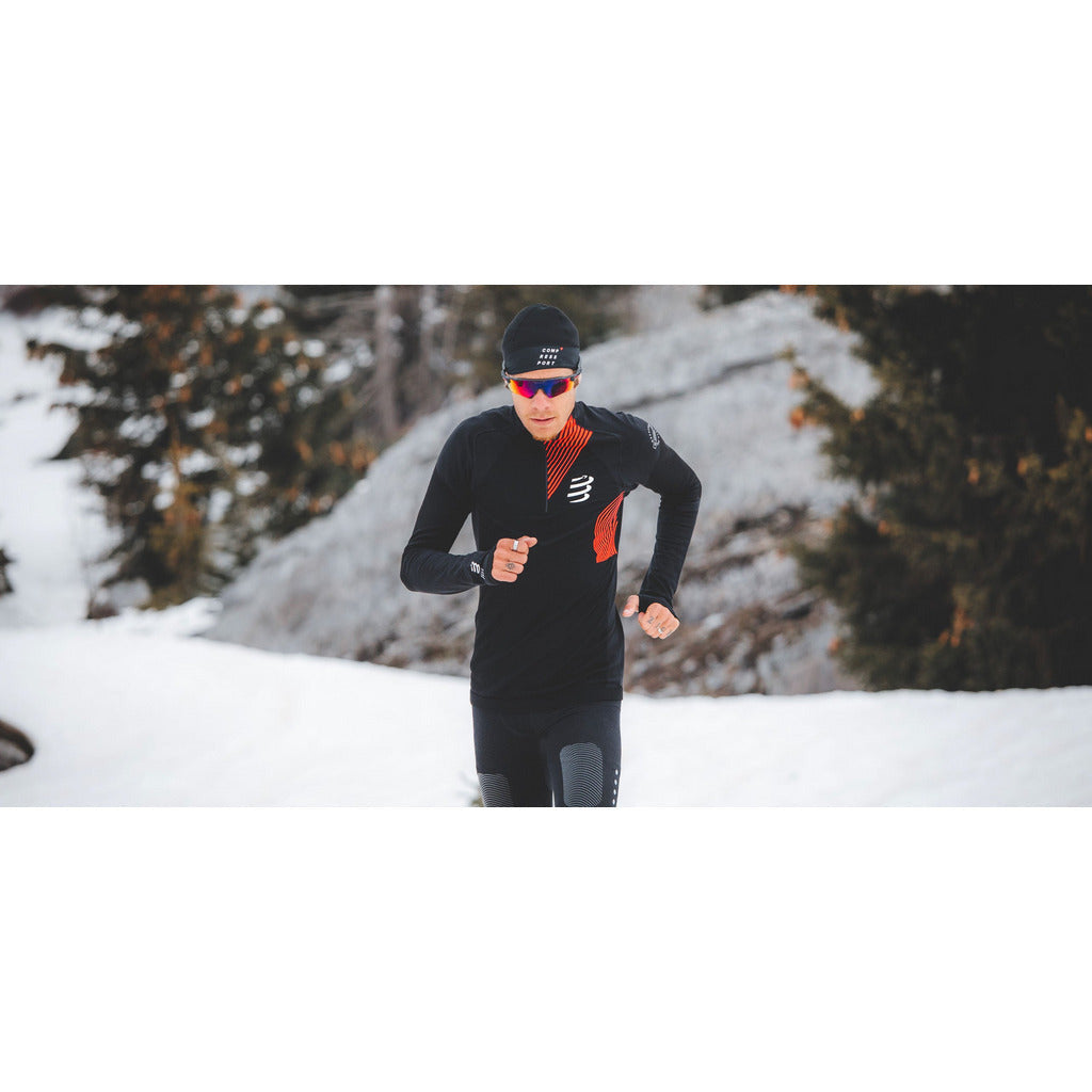Compressport Hurricane Beanie Black - Cuffia Running - Mud and Snow