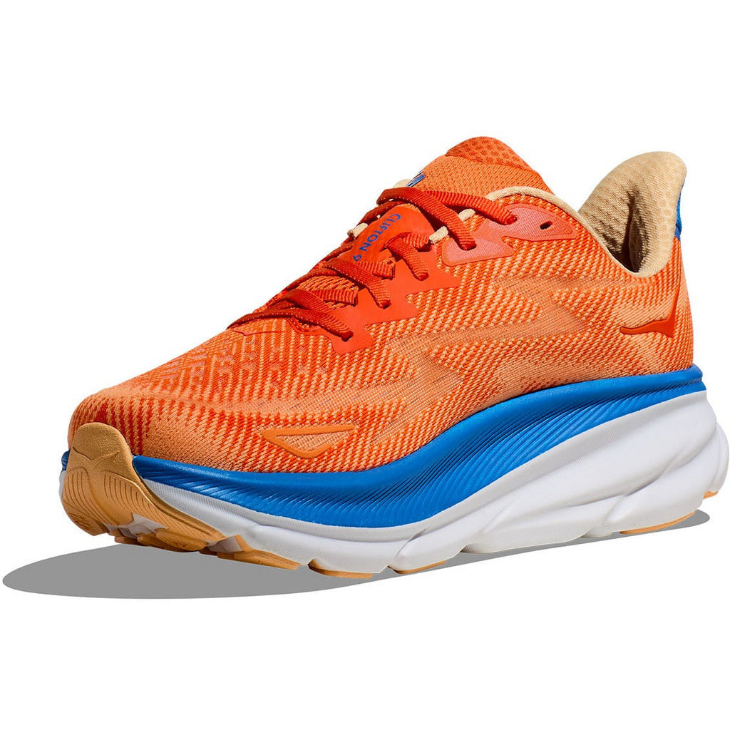 Hoka Clifton 9 Wide Vibrant Orange Impala - Scarpa Running - Mud and Snow