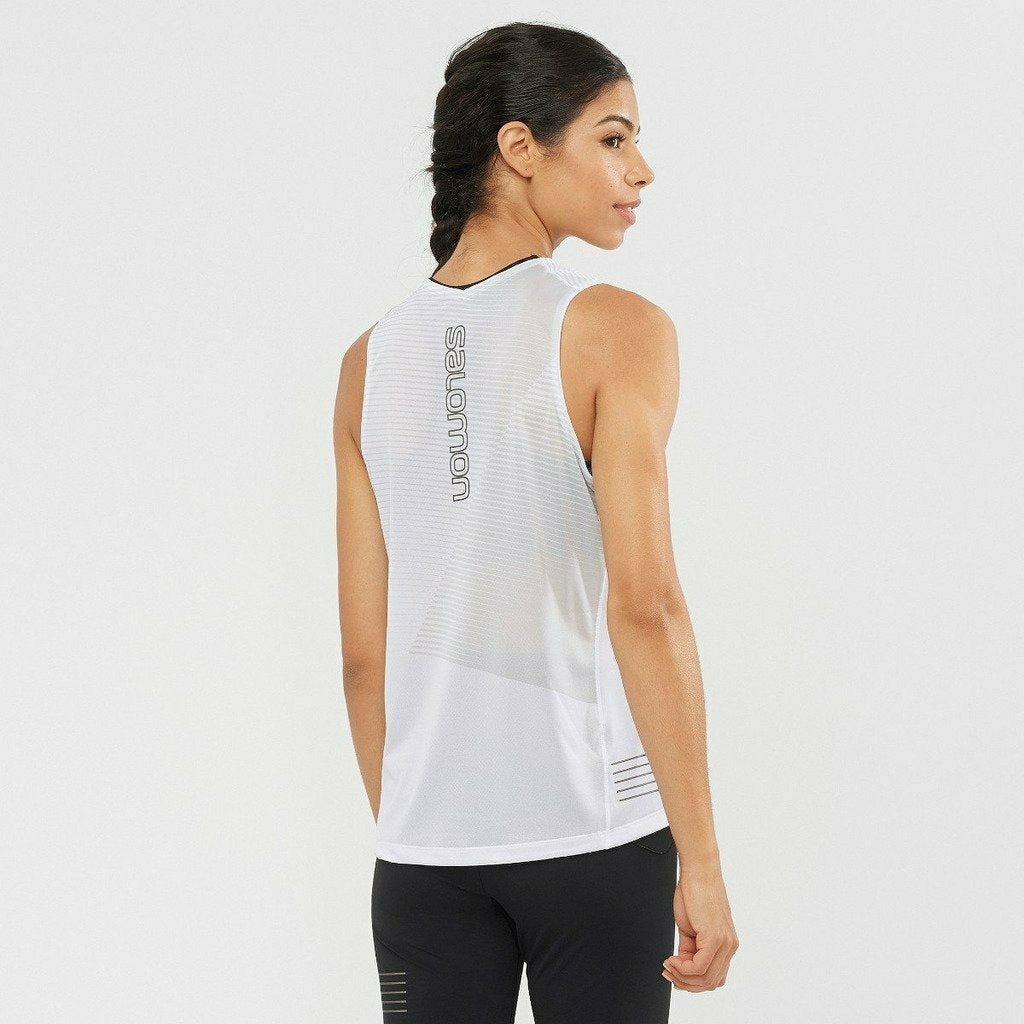 Salomon Sense Tank White - Canotta Running Donna - Mud and Snow