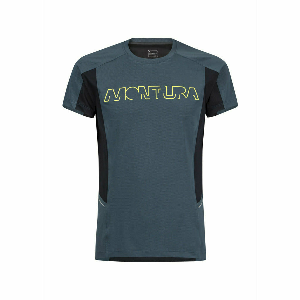 Montura Run Logo T-Shirt Blu Cenere - Maglia Running Uomo - Mud and Snow
