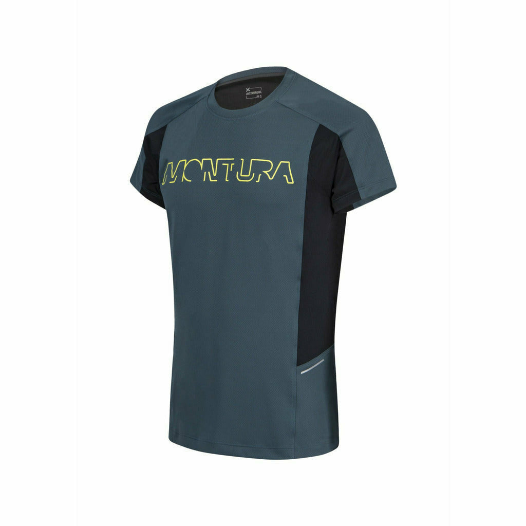 Montura Run Logo T-Shirt Blu Cenere - Maglia Running Uomo - Mud and Snow