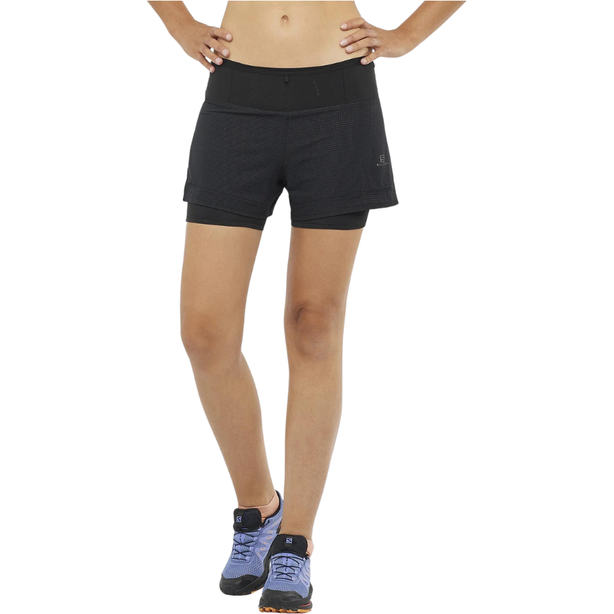 Salomon Sense Aero 2IN1 Short Black - Pantaloncini Trail Running Donna - Mud and Snow