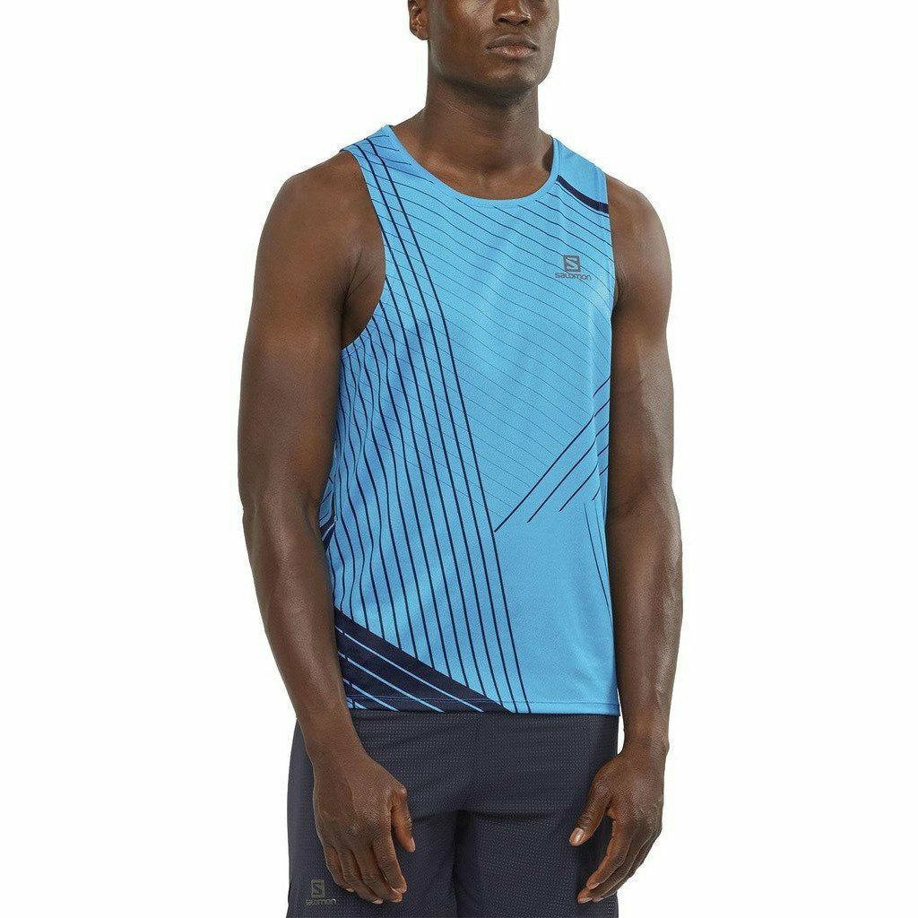 Salomon Sense Aero Tank Hawaiian Ocean - Canotta Running Uomo - Mud and Snow