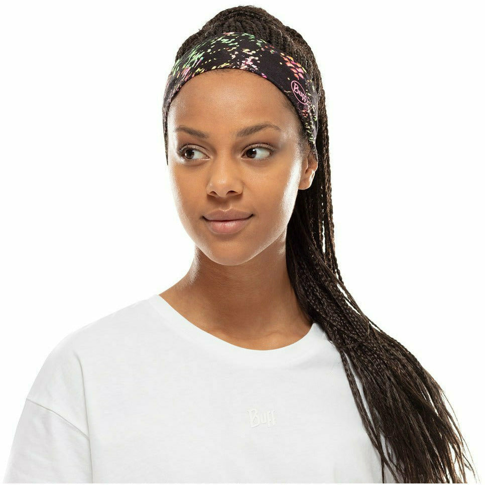 Buff Coolnet Uv+ Slim Headband Spekle Black - Fascia Traspirante Running - Mud and Snow