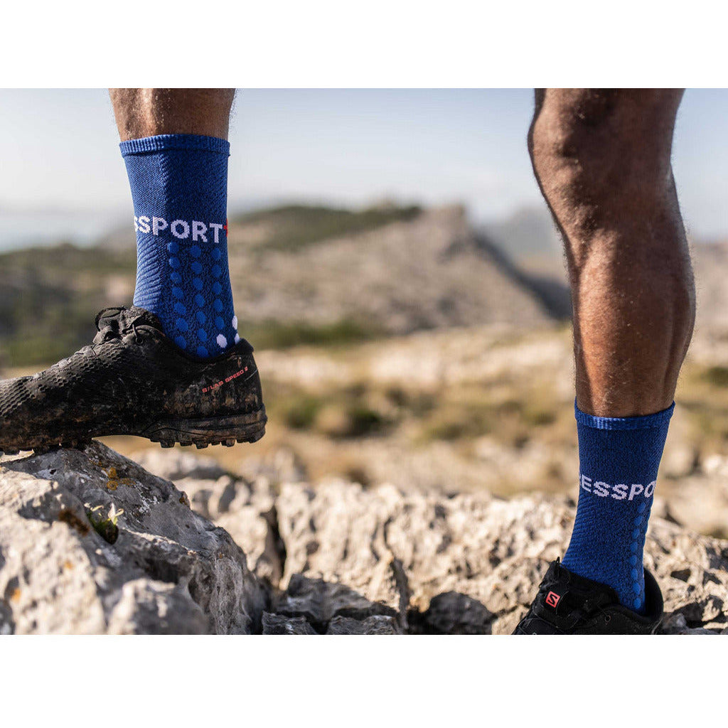Compressport Ultra Trail Socks Blue Melange - Calze Running Compressive - Mud and Snow
