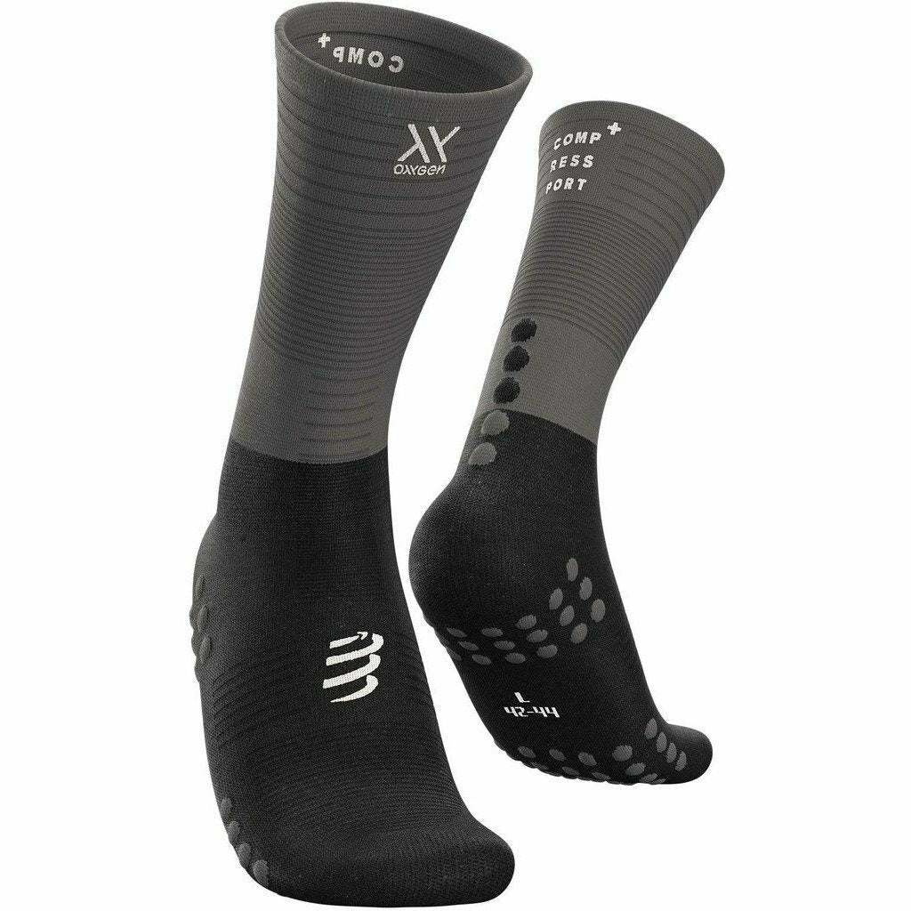 Compressport Mid Compression Socks Black/Grey - Calze Compressive - Mud and Snow