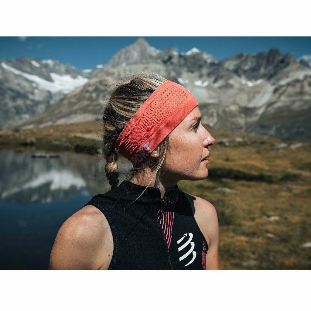 Compressport Headband On/Off Coral - Fascia Running - Mud and Snow