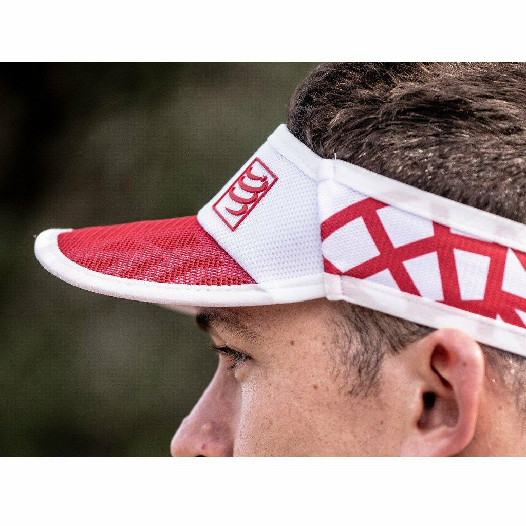 Compressport Spiderweb Ultralight Visor Red/White - Visiera Running - Mud and Snow