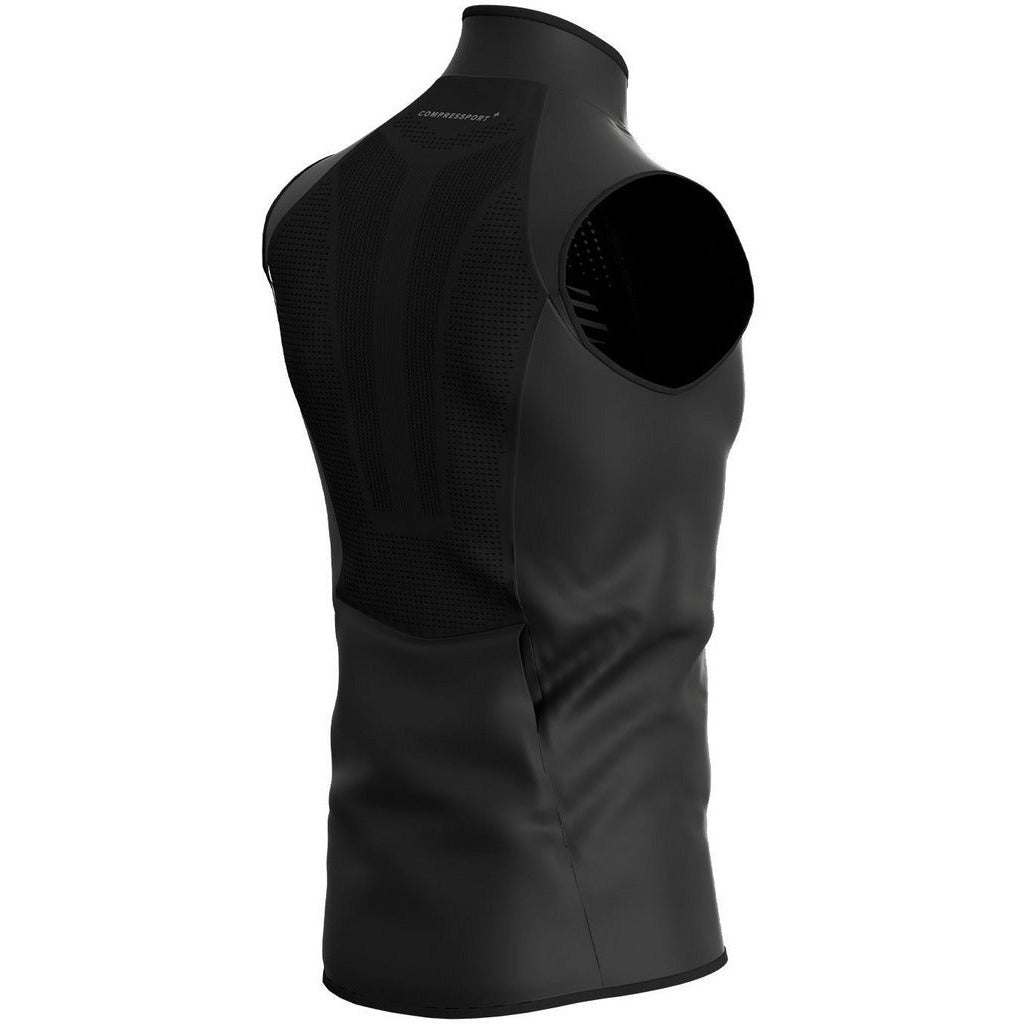 Compressport Hurricane Windproof Vest Black - Vest Antivento Running Uomo - Mud and Snow