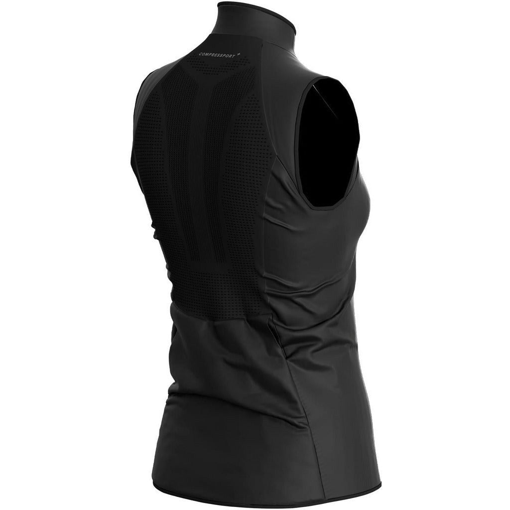 Compressport Hurricane Windproof Vest Black - Vest Antivento Running Donna - Mud and Snow