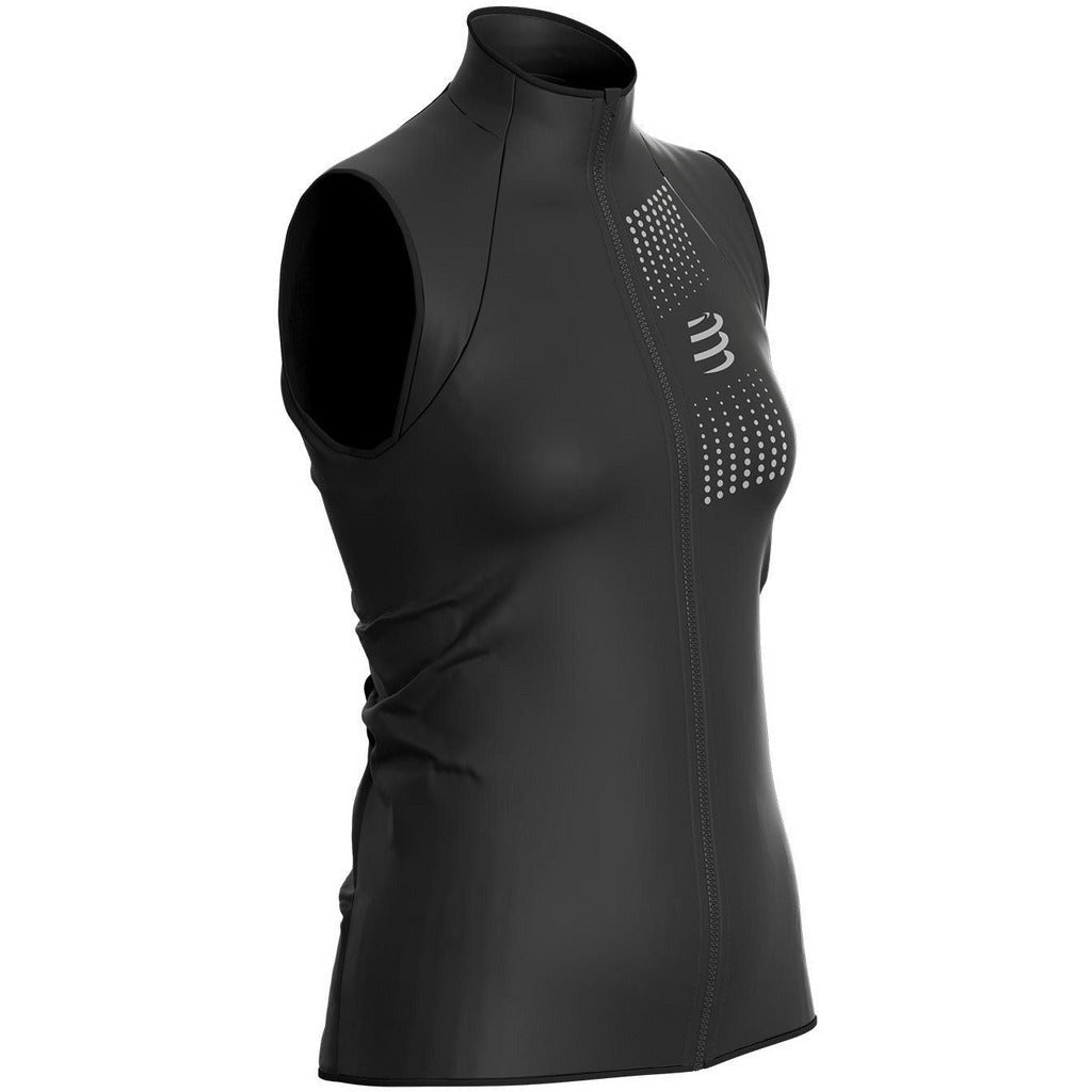 Compressport Hurricane Windproof Vest Black - Vest Antivento Running Donna - Mud and Snow