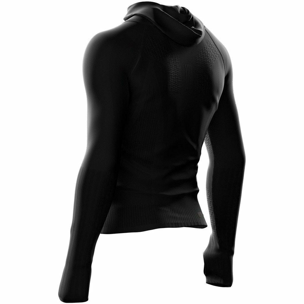 Compressport 3D Thermo Seamless Zip Hoodie Black - Felpa Traspirante - Mud and Snow