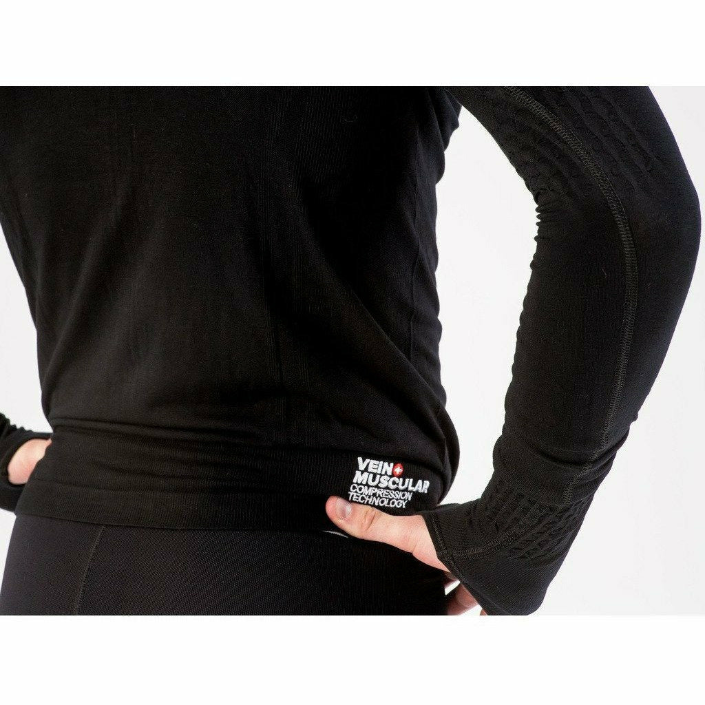 Compressport 3D Thermo Seamless Zip Hoodie Black - Felpa Traspirante - Mud and Snow