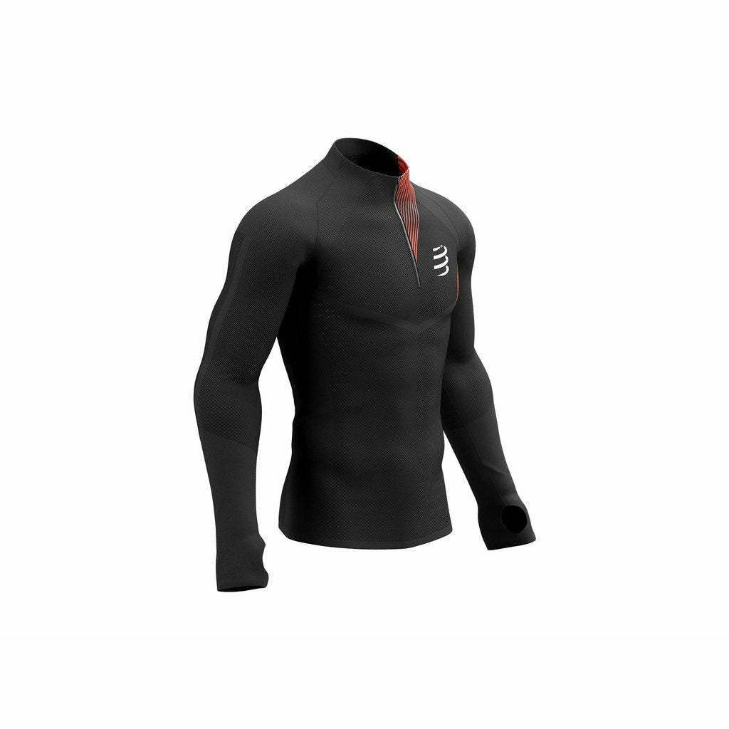 Compressport Winter Trail Postural Black - Maglia Running Uomo - Mud and Snow