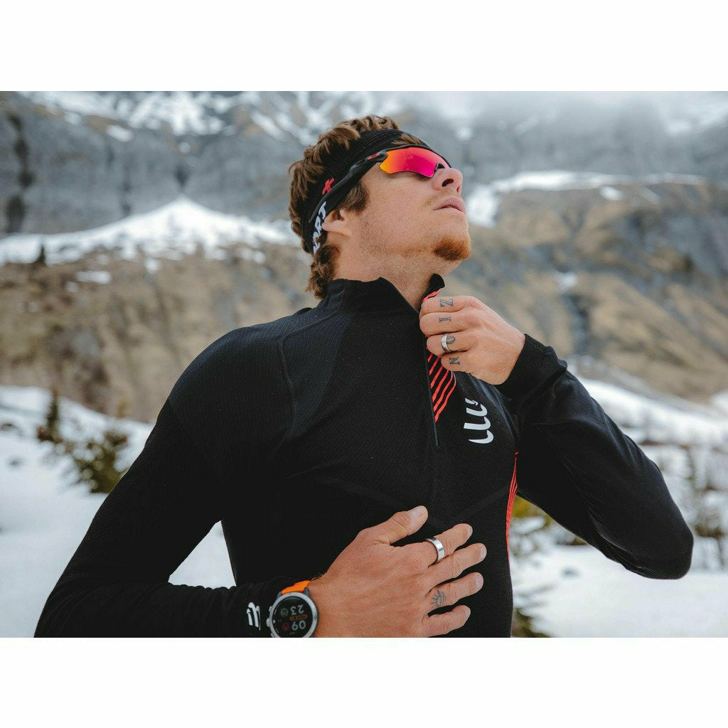 Compressport Winter Trail Postural Black - Maglia Running Uomo - Mud and Snow
