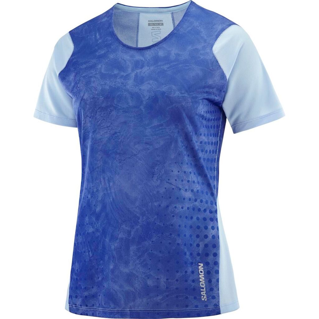 Salomon Sense Aero SS Tee Blue / Surf - Maglia Running Donna