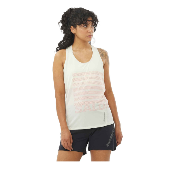 Salomon Sense Aero Singlet Gfx W Icicle- Canotta Running Donna