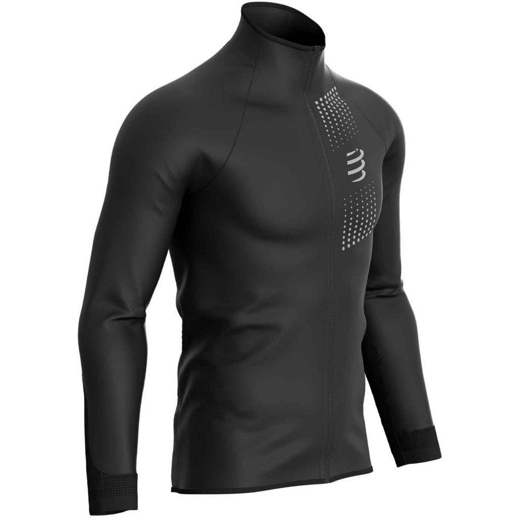 Compressport Hurricane Windproof Jacket Black - Giacca Antivento Running Uomo - Mud and Snow