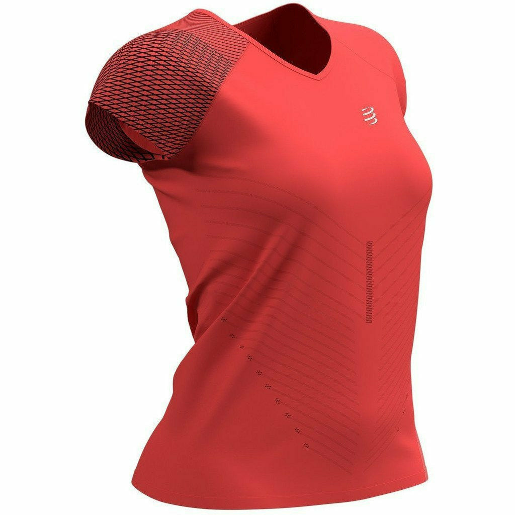 Compressport Performance SS TShirt Coral - Maglia Running Donna - Mud and Snow