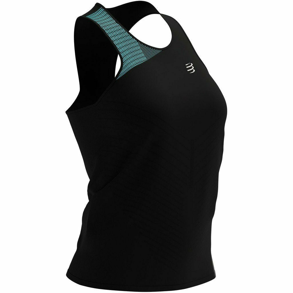 Compressport Performance Singlet Black - Canotta Running Donna - Mud and Snow