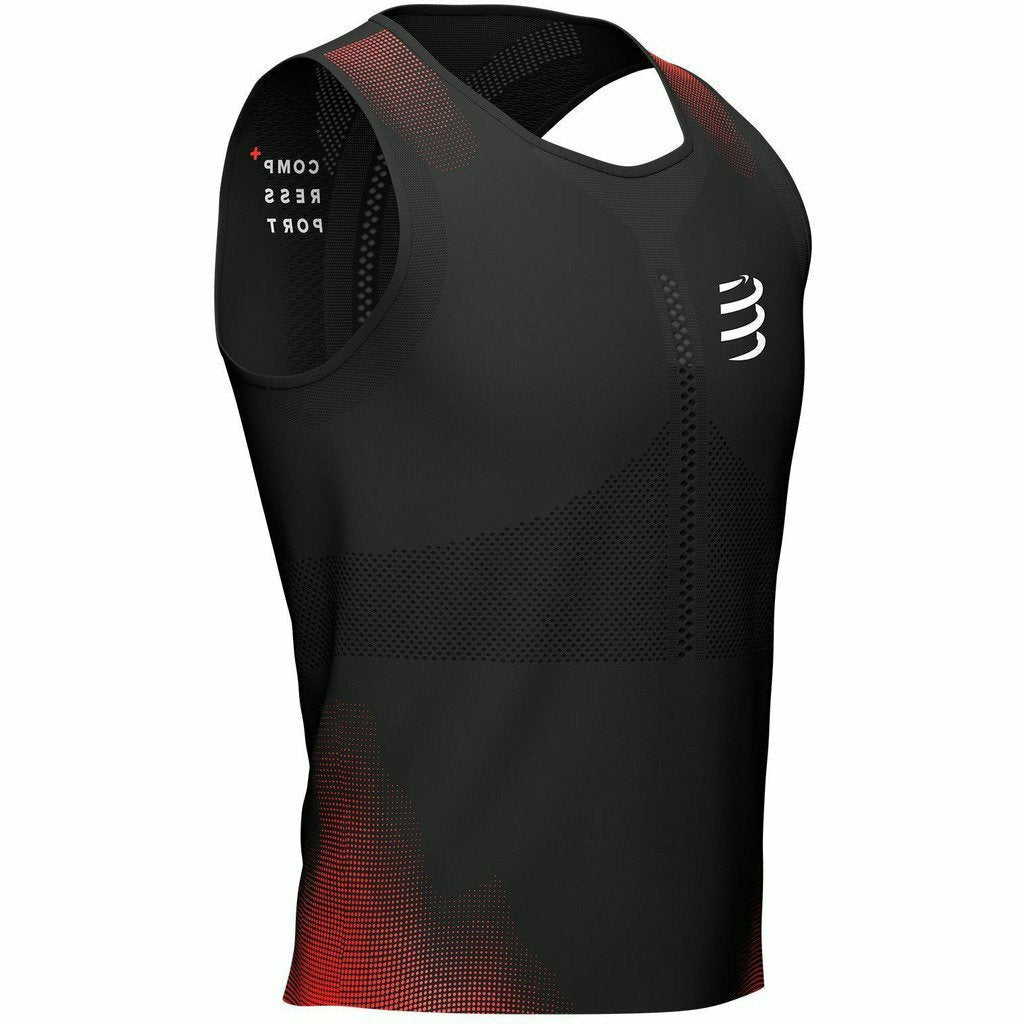 Compressport Pro Racing Singlet Black/Red - Canotta Running Uomo - Mud and Snow