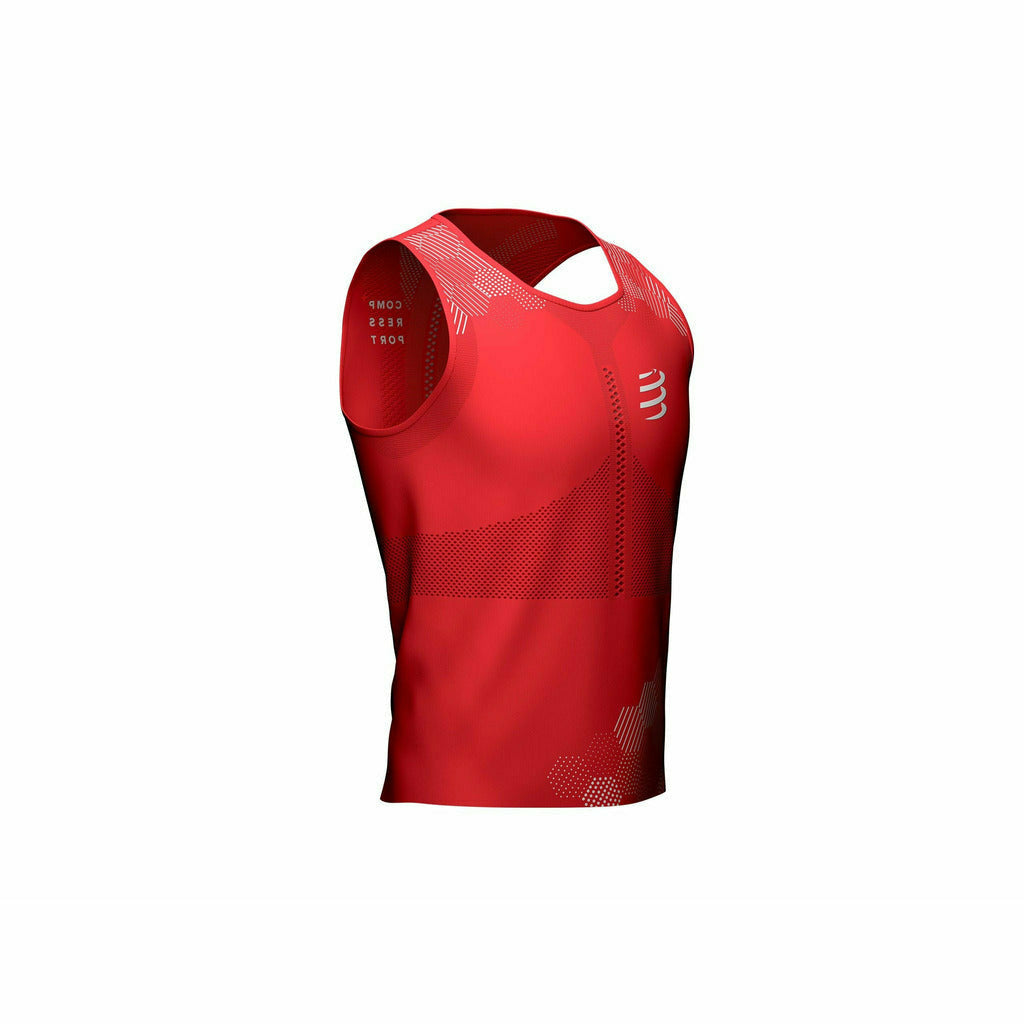 Compressport Pro Racing Singlet Red / White - Canotta Running - Mud and Snow