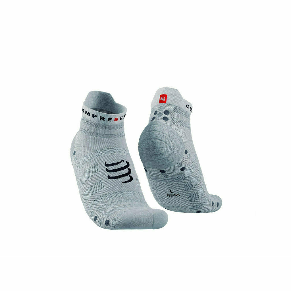 Compressport Pro Racing Socks V4 Ultralight Run Low White - Calza Running - Mud and Snow