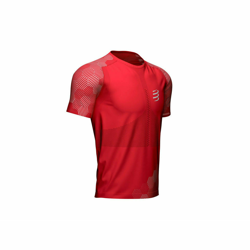 Compressport Racing SS Shirt Red/White - Maglia Running Uomo - Mud and Snow