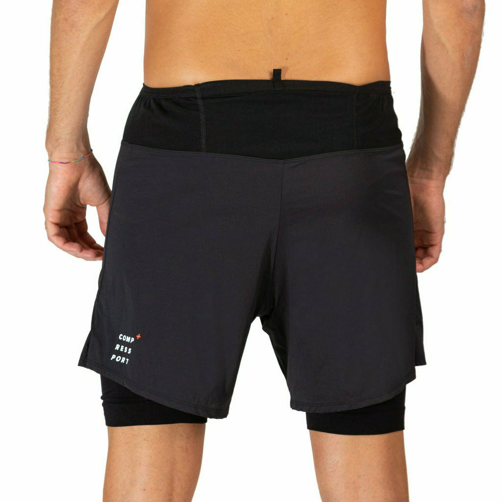 Compressport Trail 2 in 1 Short Black - Short Running Uomo - Mud and Snow
