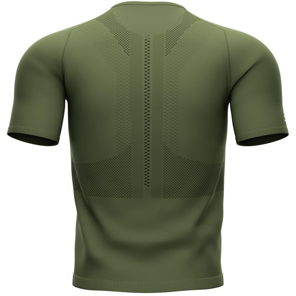 Compressport Trail Half Zipped Top Green - Maglia Running Uomo - Mud and Snow