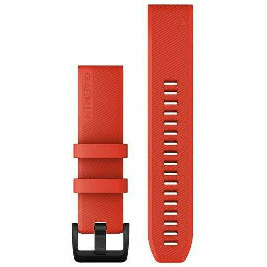 Garmin Quikfit 22 Watch Band Laser Red with Black Stainless Steel Hardware Silicone - Cinturino Ricambio Fenix - Mud and Snow