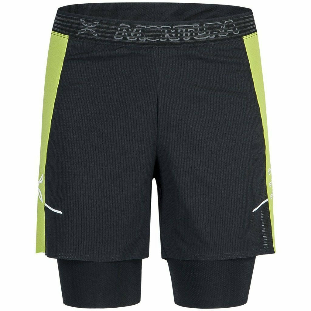 Montura Run K Bermuda Nero / Verde Lime - Short Running Uomo - Mud and Snow