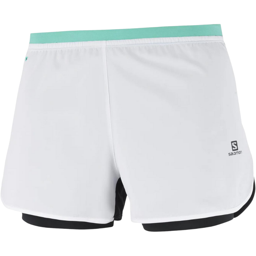 Salomon Cross 2IN1 Short White/Pool Blue - Pantaloncini Running Donna - Mud and Snow