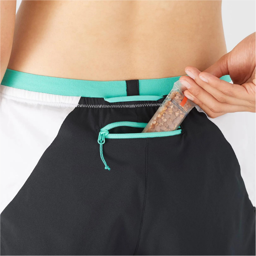 Salomon Cross 2IN1 Short White/Pool Blue - Pantaloncini Running Donna - Mud and Snow