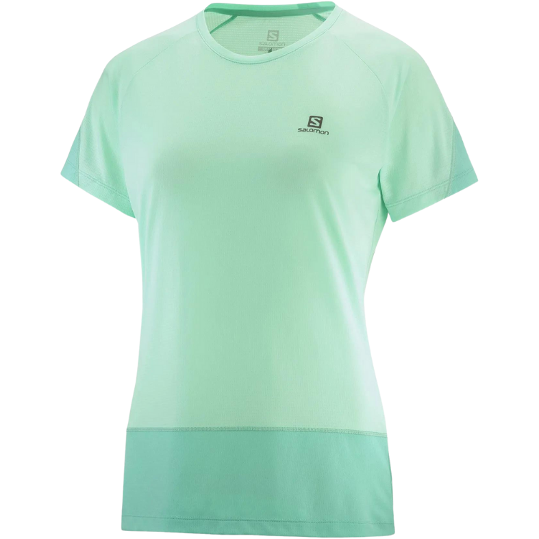 Salomon Cross Run Tee Beach Glass - Maglia Running Donna - Mud and Snow