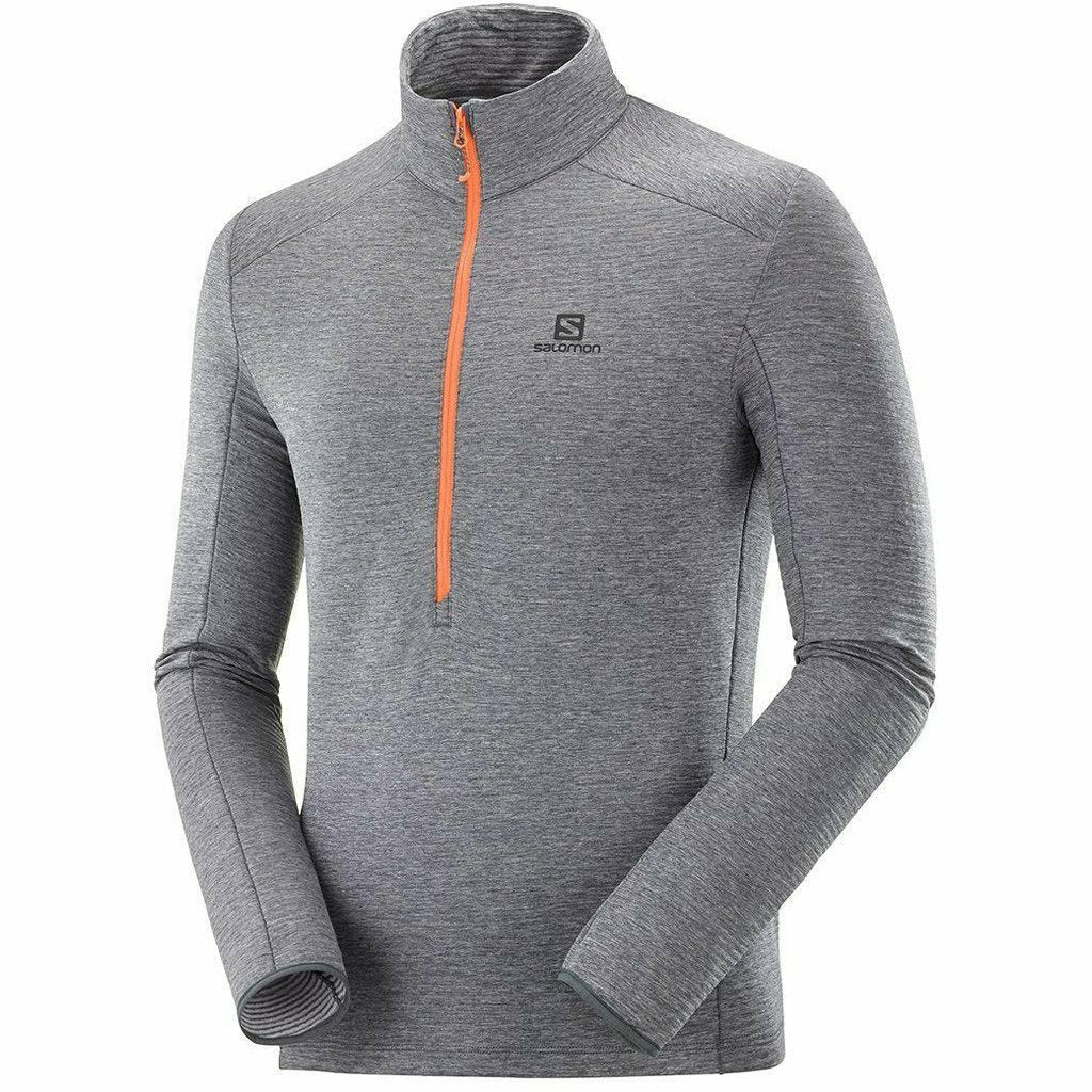 Salomon Outline Half Zip Mid Ebony- Maglia Lunga Running - Mud and Snow