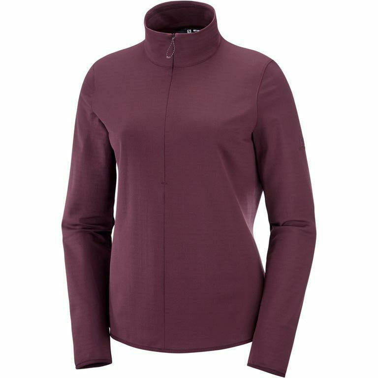 Salomon Outrack Full Zip Winetasting - Maglia Lunga Running - Mud and Snow