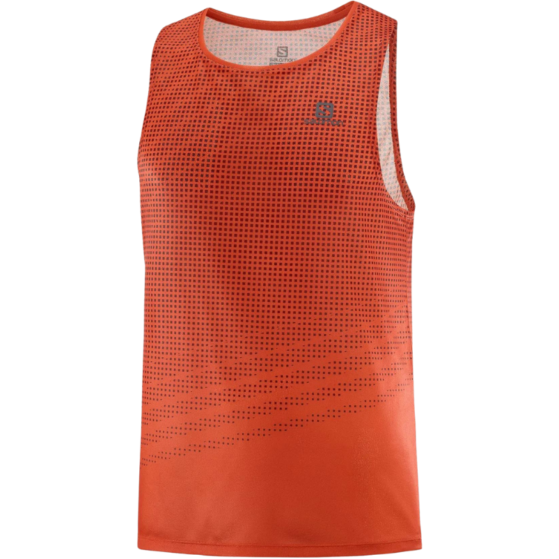 Salomon Sense Aero Singlet Tank Fiery Red - Canotta Running Uomo - Mud and Snow
