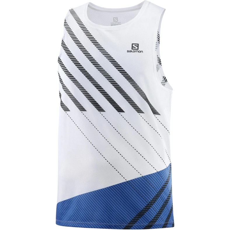 Salomon Sense Aero Singlet Tank White/Navy - Canotta Running Uomo - Mud and Snow