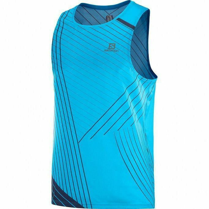 Salomon Sense Aero Tank Hawaiian Ocean - Canotta Running Uomo - Mud and Snow