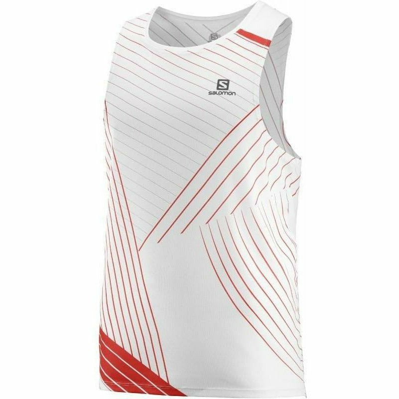 Salomon Sense Aero Tank White/Goji Berry - Canotta Running Uomo - Mud and Snow