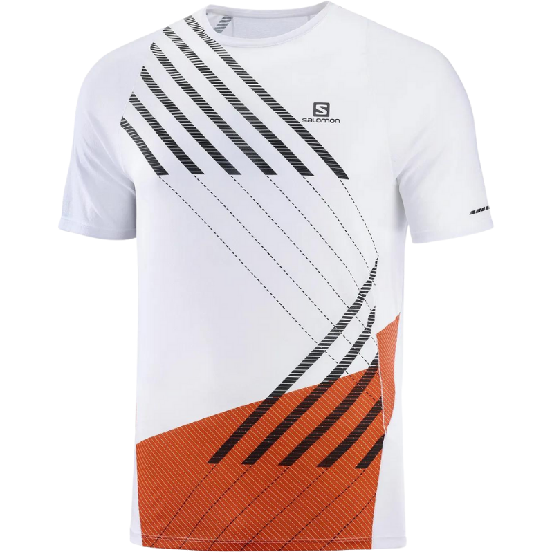 Salomon Sense Aero Tee White/Fiery Red - Maglia Running Uomo - Mud and Snow