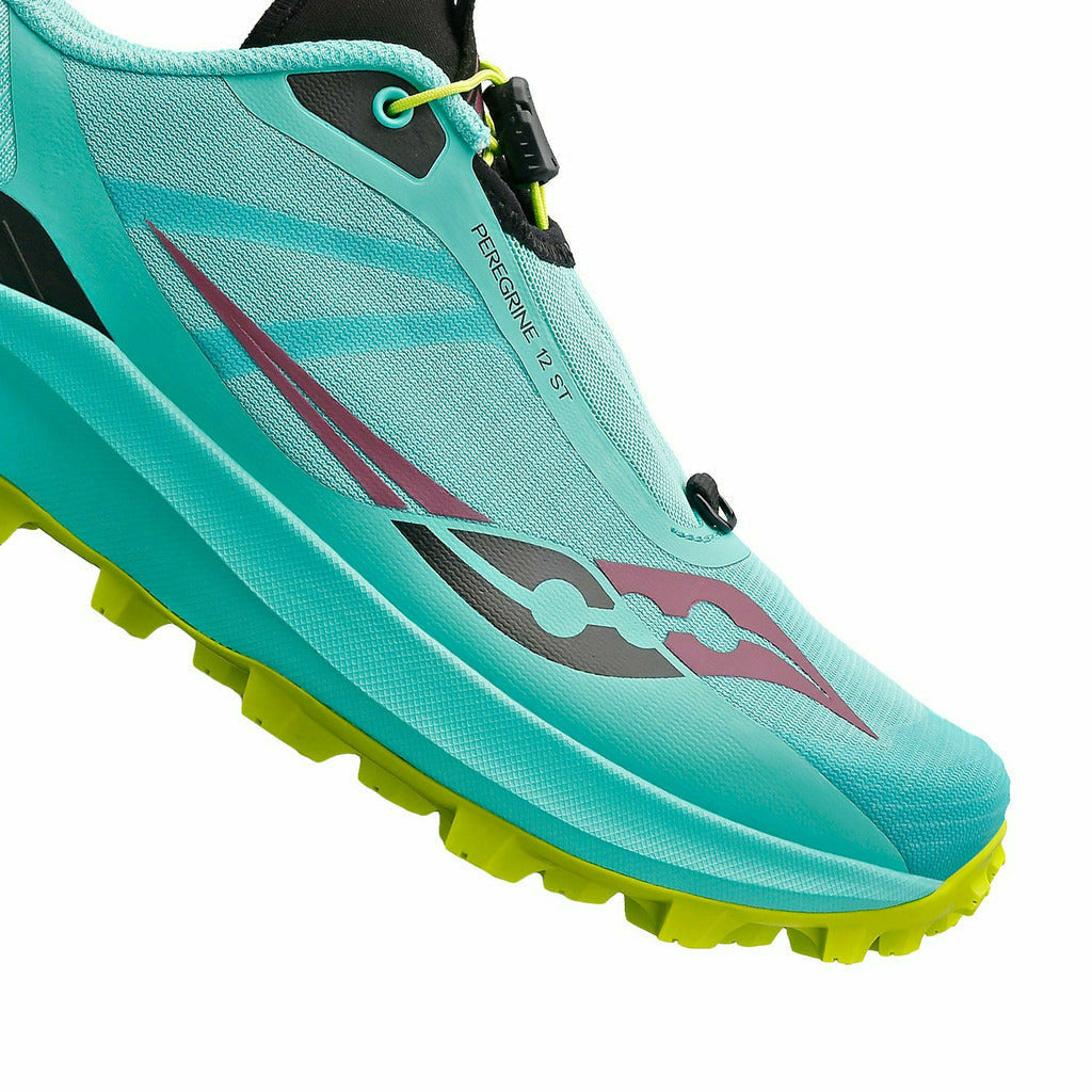 Saucony Peregrine 12 ST Cool Mint/Acid Comme - Scarpa Trail Running Donna - Mud and Snow