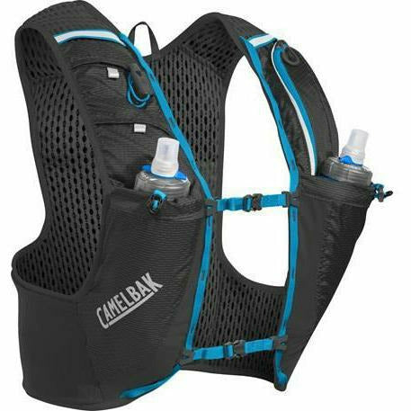 Camelbak Ultra Pro Vest 4,5L Quick Stow Flask Black/Atomic Blue - Zaino Trail Running - Mud and Snow