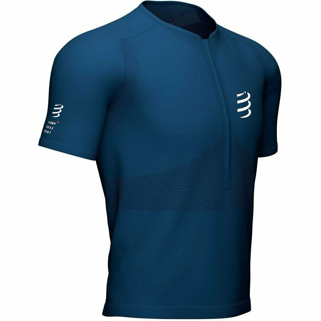 Compressport Trail Half Zipped Top Blue - Maglia Running Uomo - Mud and Snow